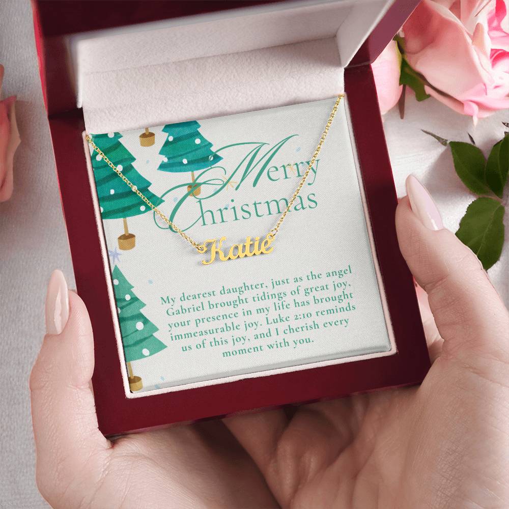 Personalised Name Necklace For Daughter ~Luke 2:10~ (Horizontal)