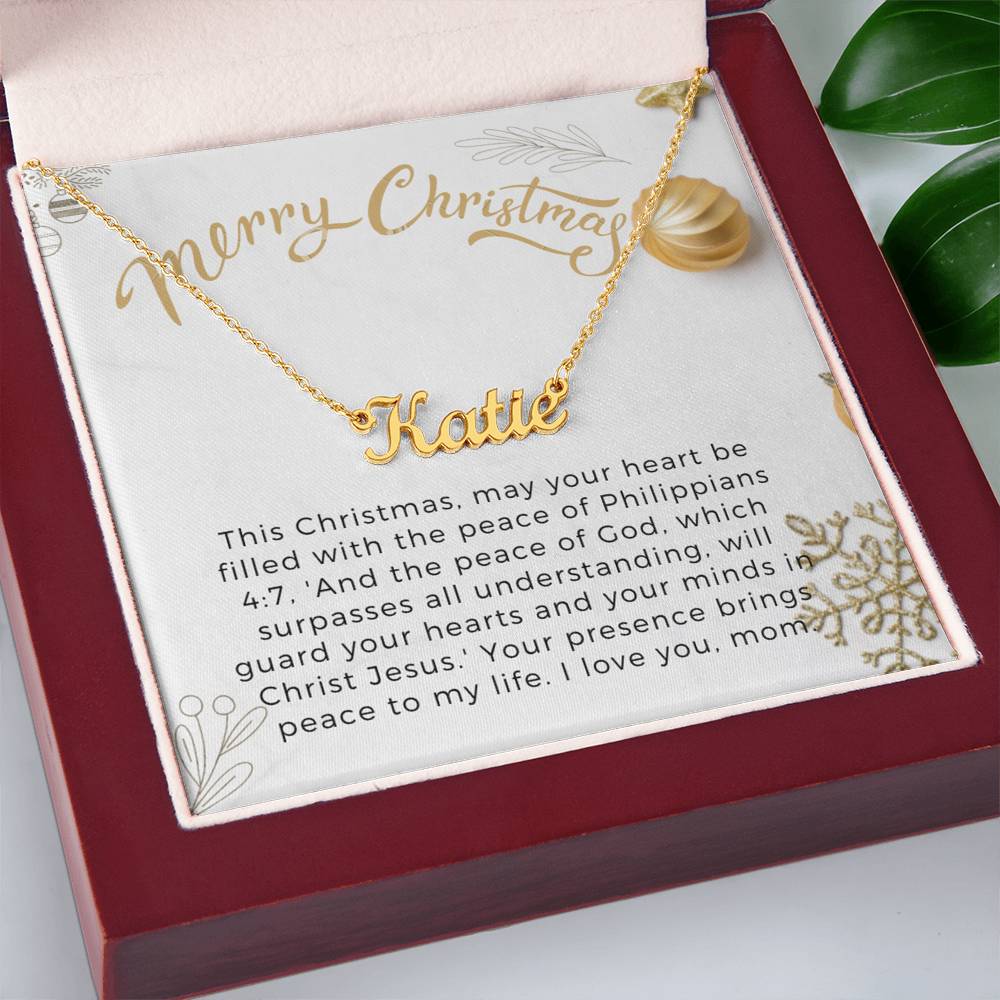 Personalised Name Necklace For Mom ~Philippians 4:7~ (Horizontal)