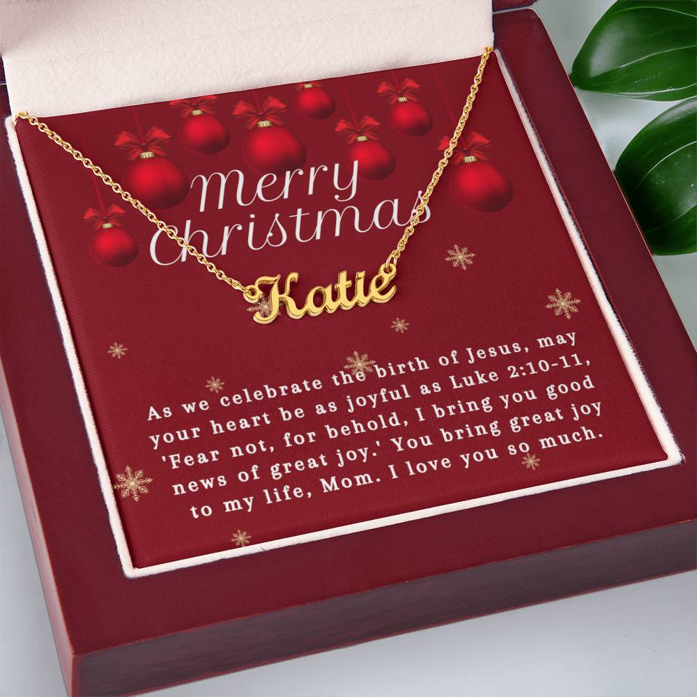 Personalised Name Necklace For Mom ~Luke 2:10-11~ (Horizontal)