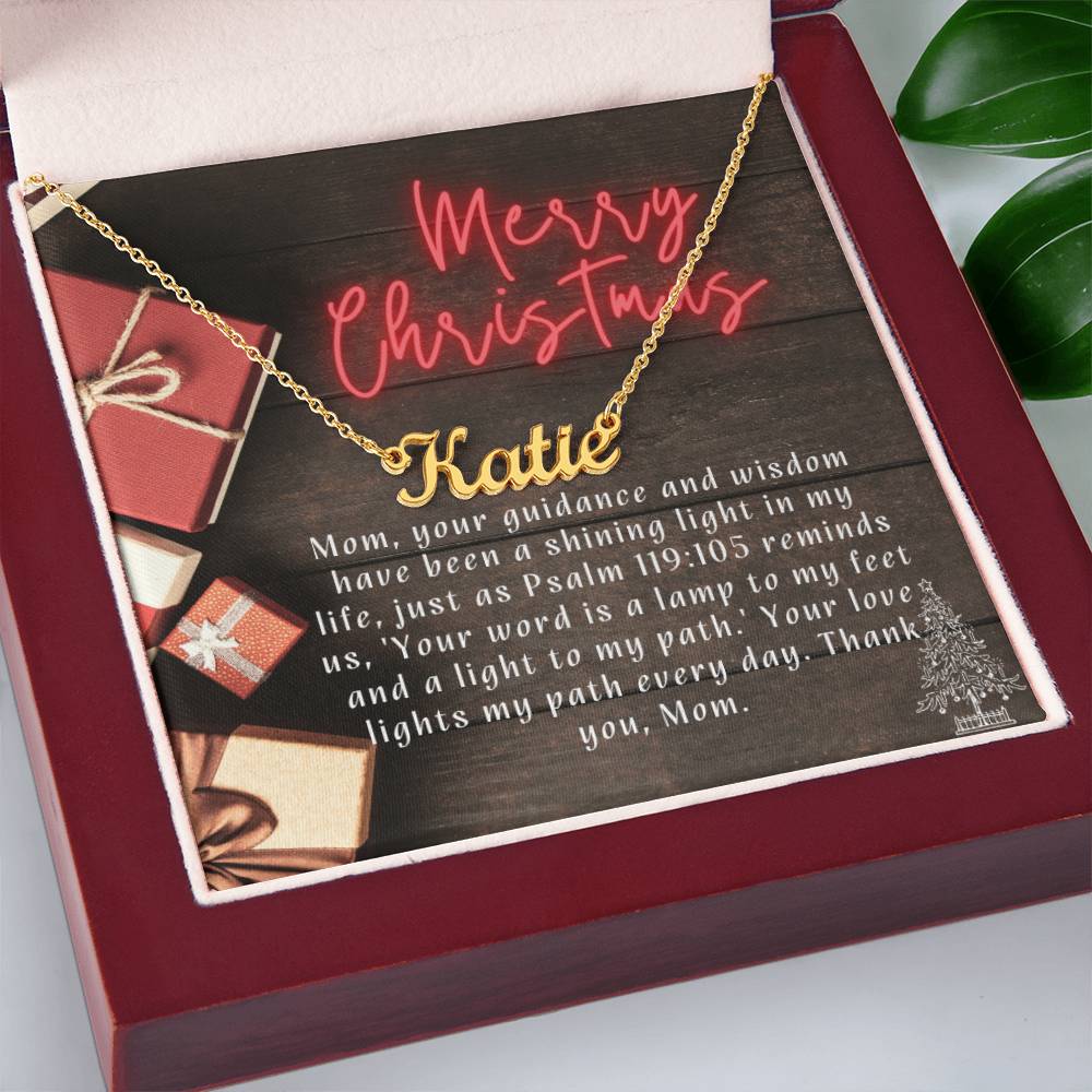 Personalised Name Necklace For Mom ~Psalm 119:105~ (Horizontal)