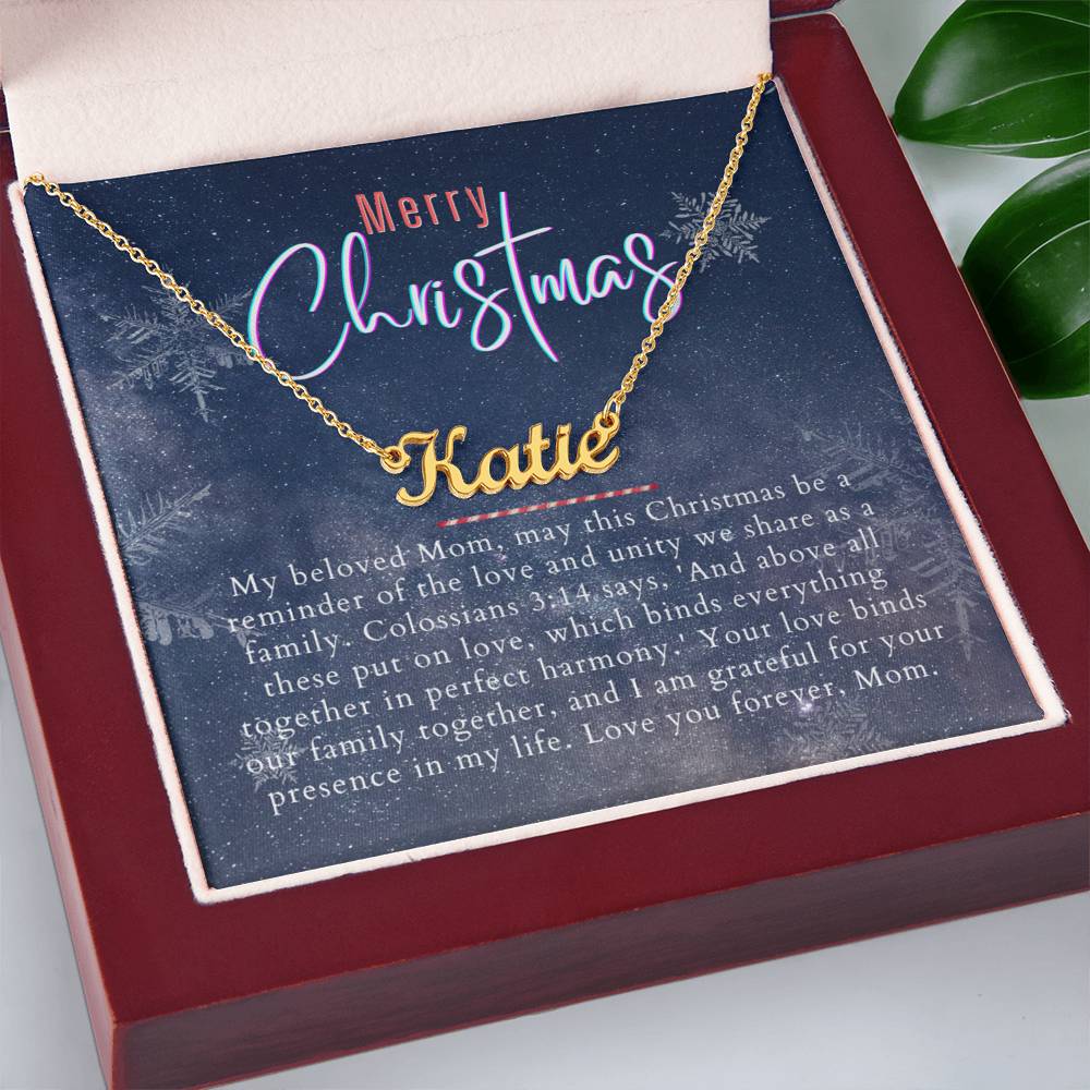 Personalised Name Necklace For Mom ~Colossians 3:14~ (Horizontal)