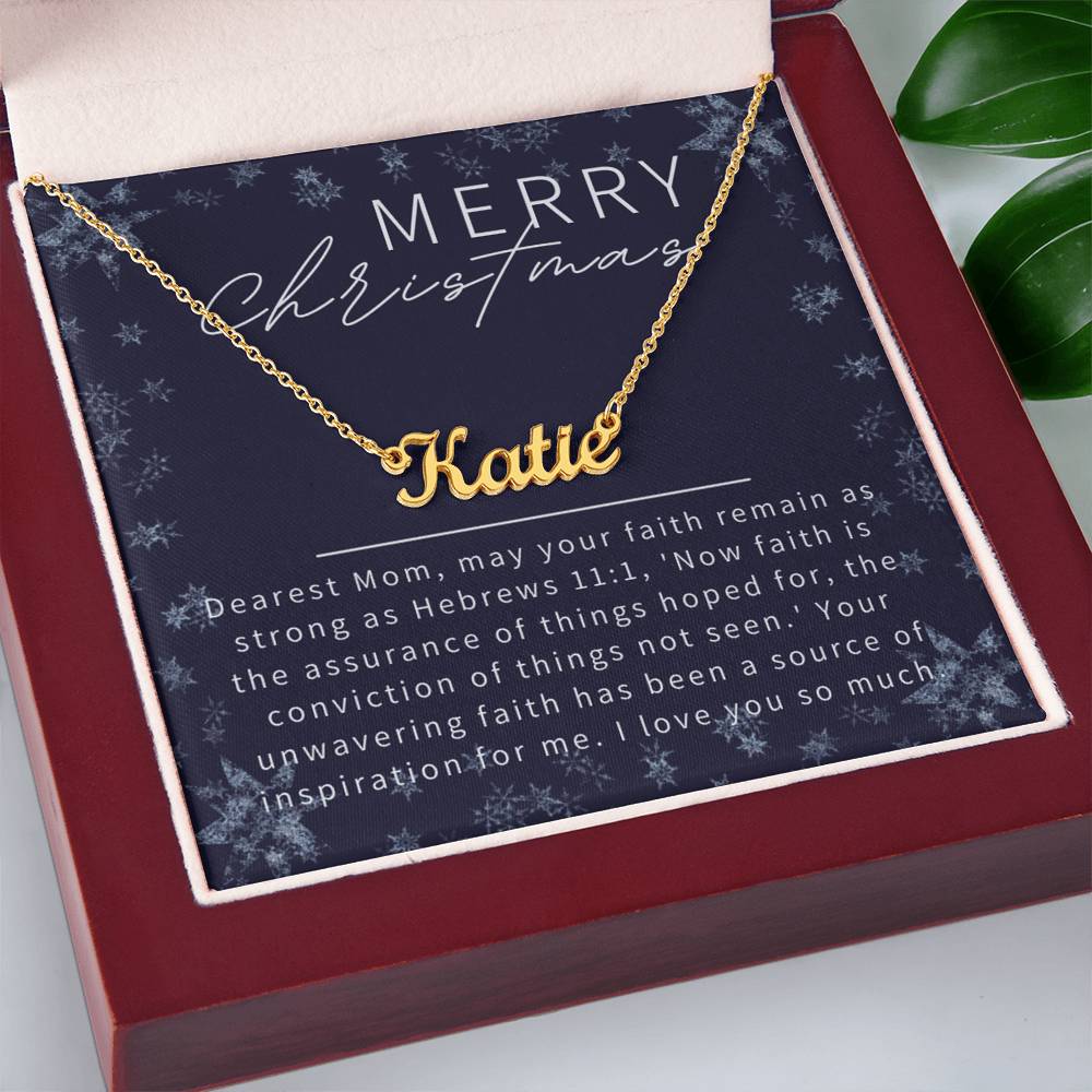 Personalised Name Necklace For Mom ~Hebrews 11:1~ (Horizontal)