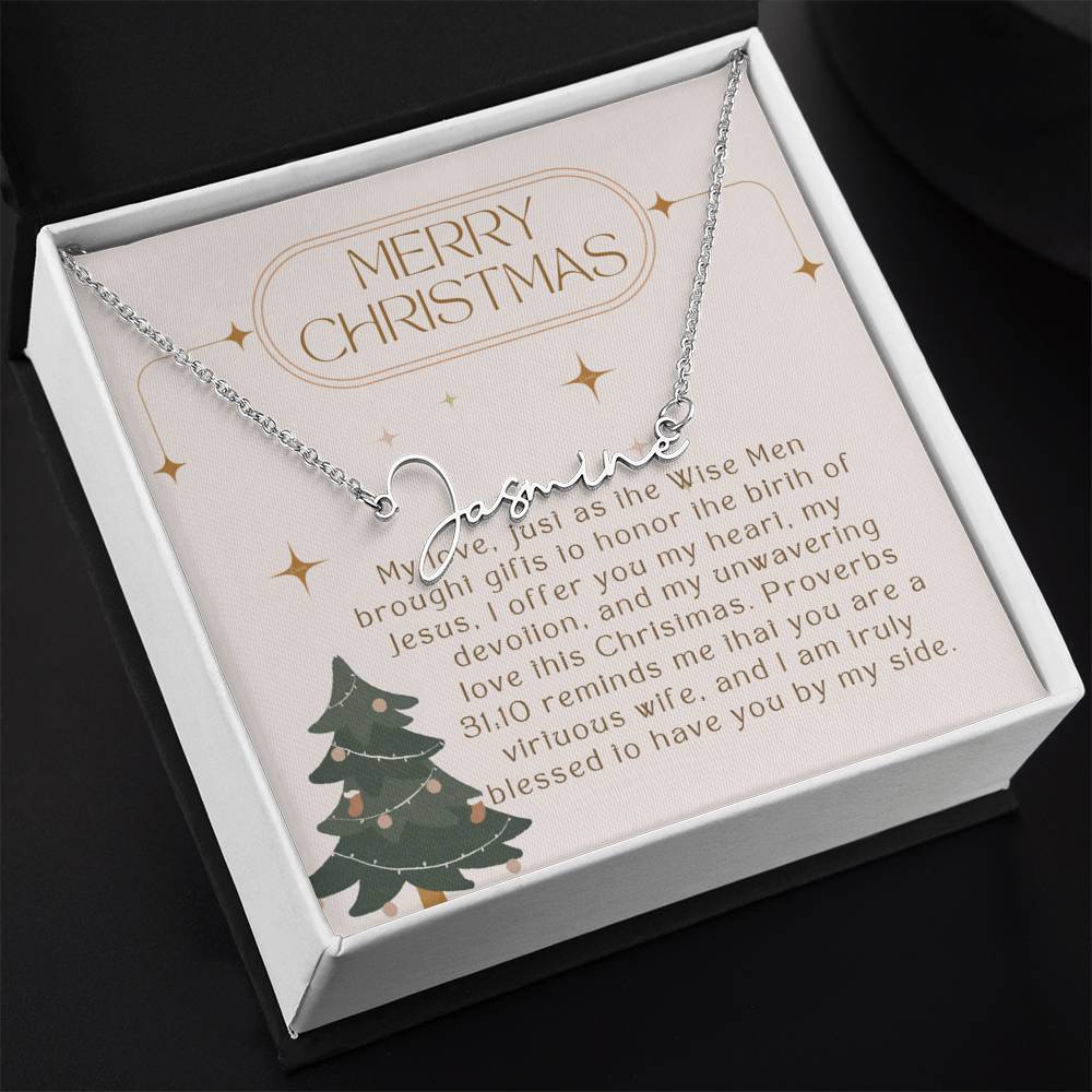 Personalised Name Necklace For Wife ~Proverbs 31:10~ (Signature Font)