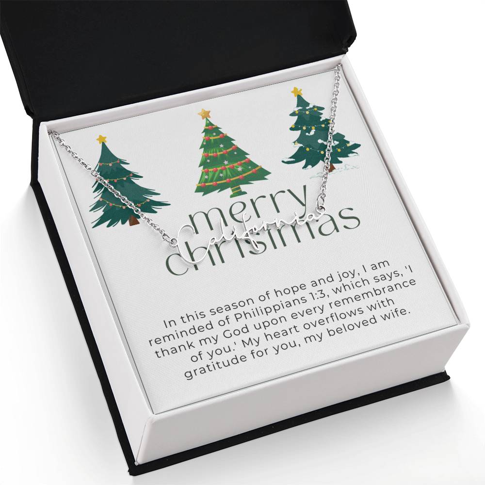Personalised Name Necklace For Wife ~Philippians 1:3~ (Signature Font)