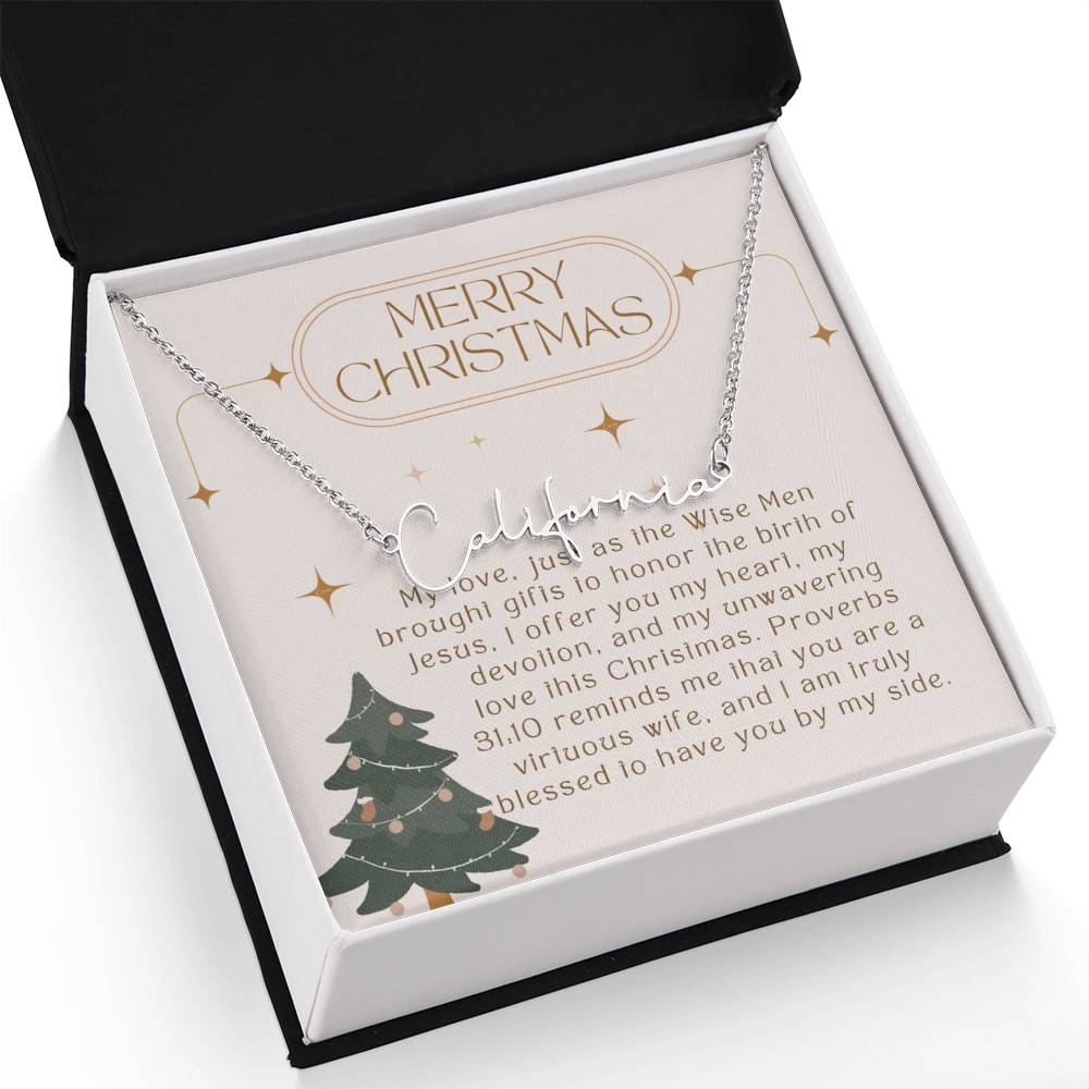 Personalised Name Necklace For Wife ~Proverbs 31:10~ (Signature Font)