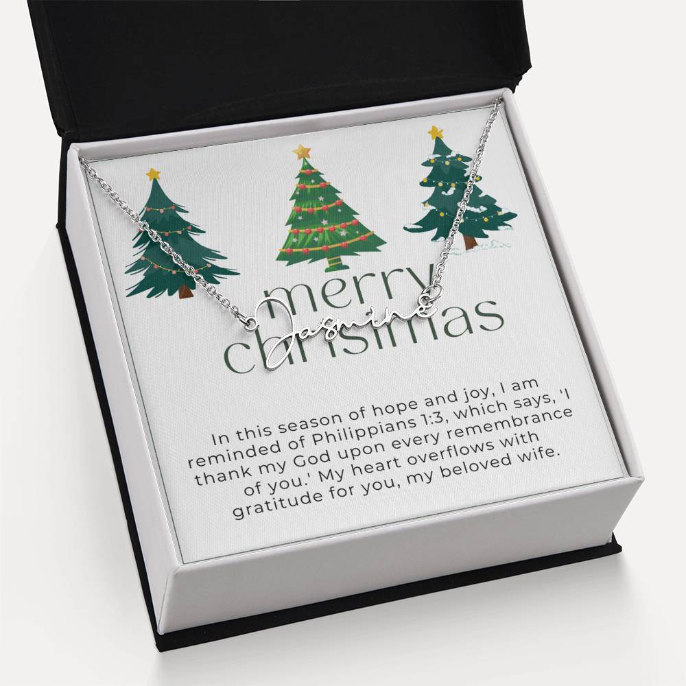 Personalised Name Necklace For Wife ~Philippians 1:3~ (Signature Font)