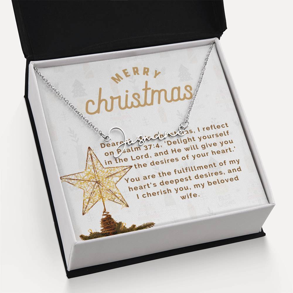 Personalised Name Necklace For Wife ~Matthew 2:10-11~ (Signature Font)