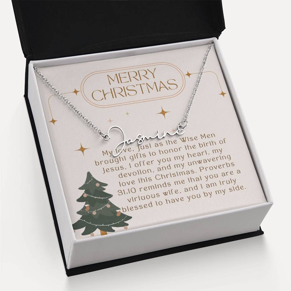 Personalised Name Necklace For Wife ~Proverbs 31:10~ (Signature Font)