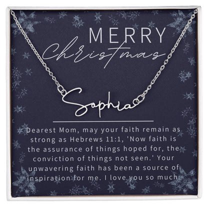 Personalised Name Necklace For Mom ~Hebrews 11:1~ (Signature Font)