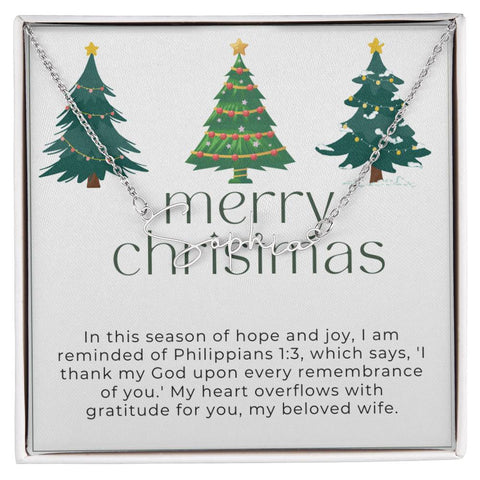 Personalised Name Necklace For Wife ~Philippians 1:3~ (Signature Font)