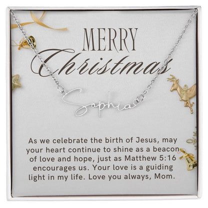Personalised Name Necklace For Mom ~Matthew 5:16~ (Signature Font)