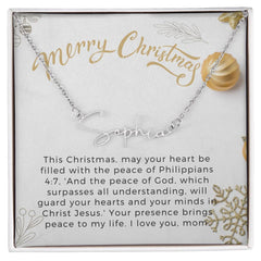 Personalised Name Necklace For Mom ~Philippians 4:7~ (Signature Font)