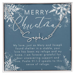 Personalised Name Necklace For Wife ~Psalm 91:1-2~ (Signature Font)