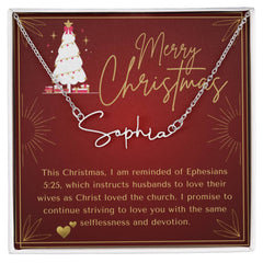 Personalised Name Necklace For Wife ~Ephesians 5:25~ (Signature Font)