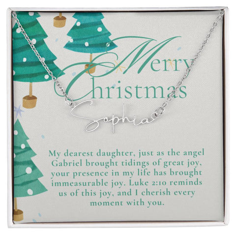 Personalised Name Necklace For Daughter ~Luke 2:10~ (Signature Font)