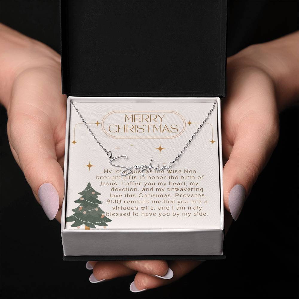 Personalised Name Necklace For Wife ~Proverbs 31:10~ (Signature Font)