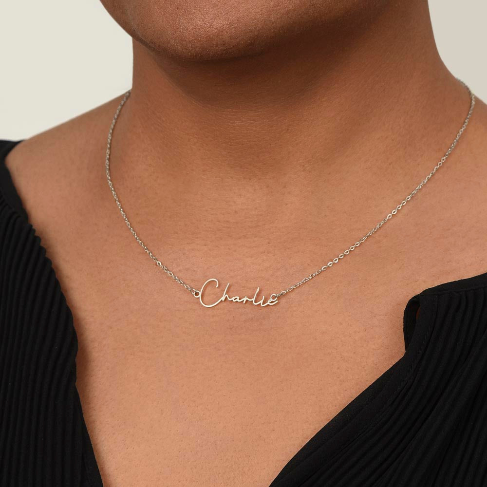 Personalised Name Necklace For Mom ~Colossians 3:14~ (Signature Font)