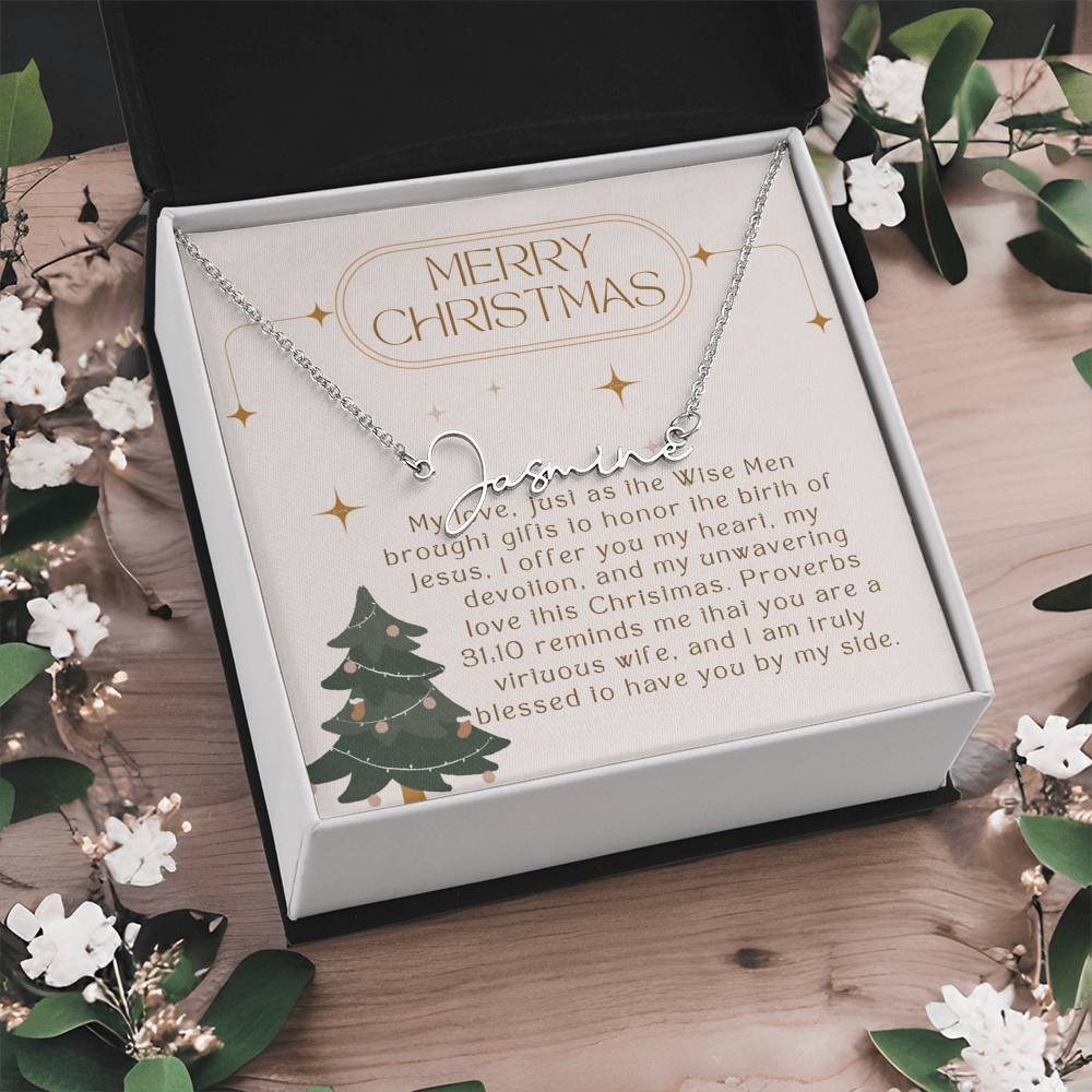 Personalised Name Necklace For Wife ~Proverbs 31:10~ (Signature Font)