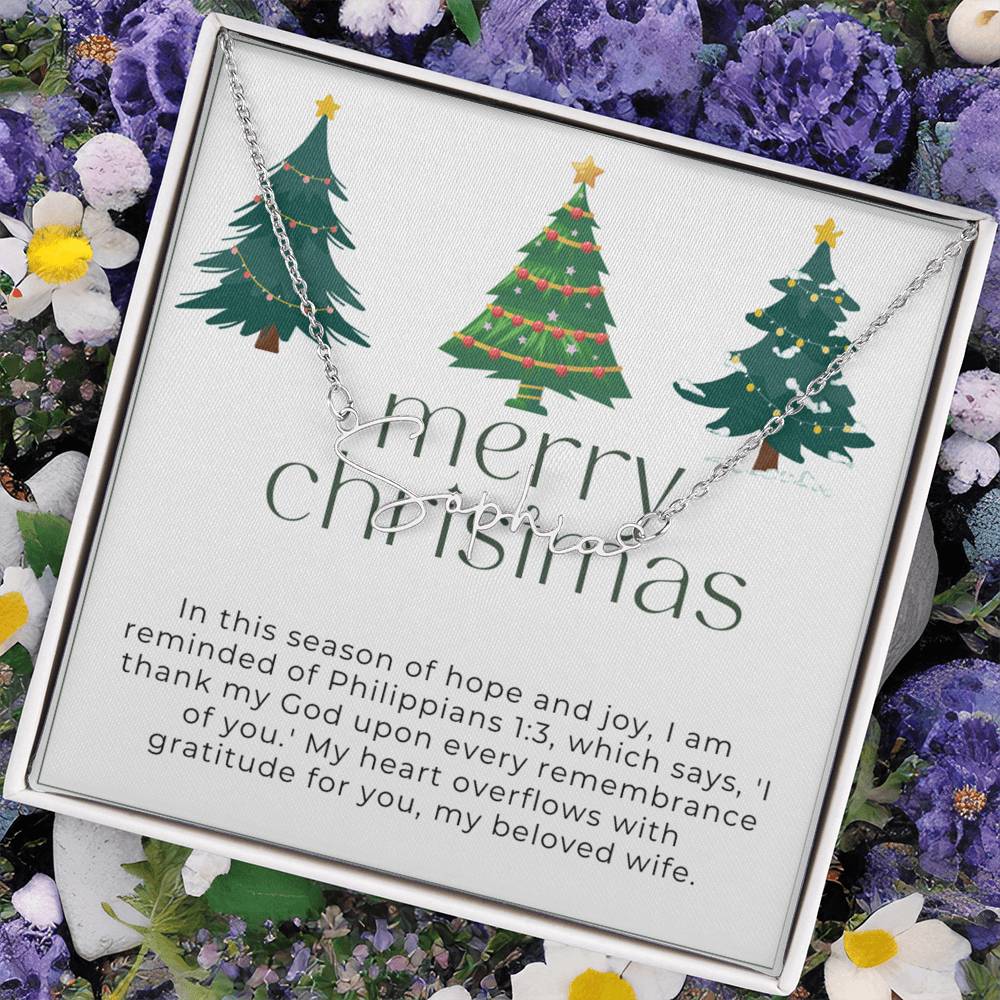 Personalised Name Necklace For Wife ~Philippians 1:3~ (Signature Font)