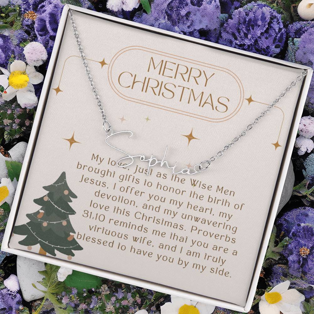Personalised Name Necklace For Wife ~Proverbs 31:10~ (Signature Font)