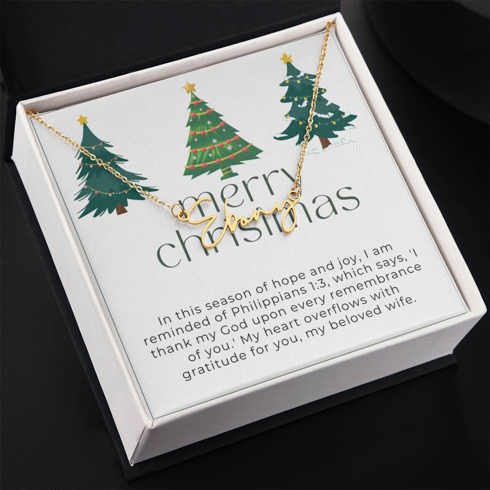 Personalised Name Necklace For Wife ~Philippians 1:3~ (Signature Font)