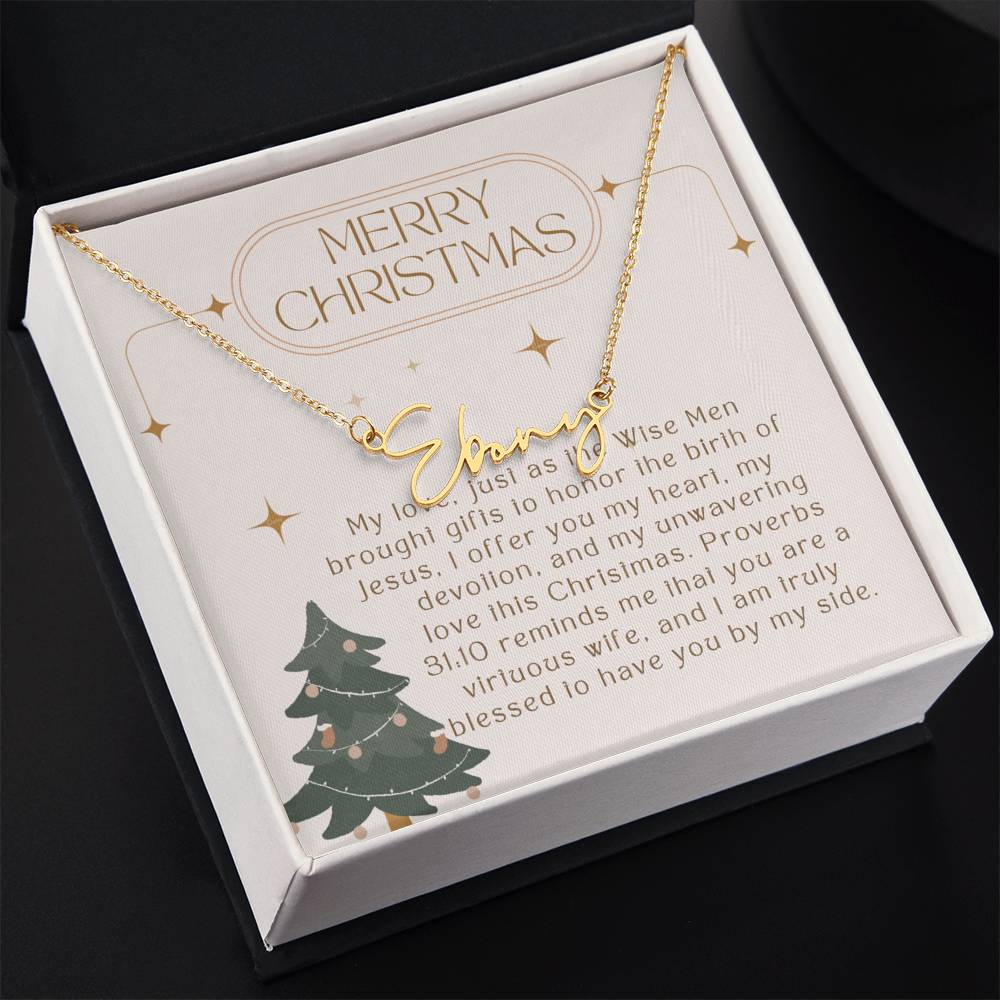 Personalised Name Necklace For Wife ~Proverbs 31:10~ (Signature Font)