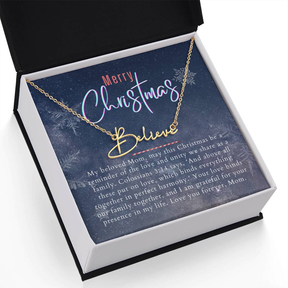 Personalised Name Necklace For Mom ~Colossians 3:14~ (Signature Font)