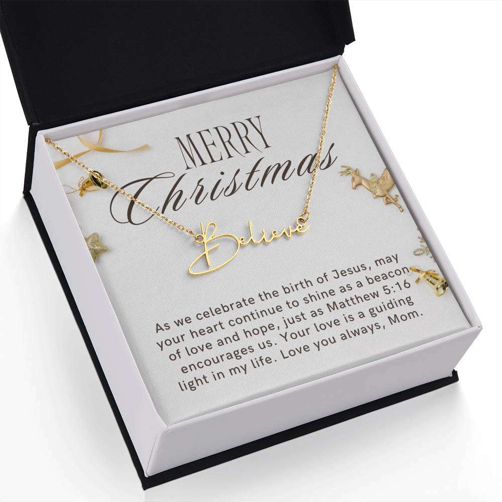 Personalised Name Necklace For Mom ~Matthew 5:16~ (Signature Font)