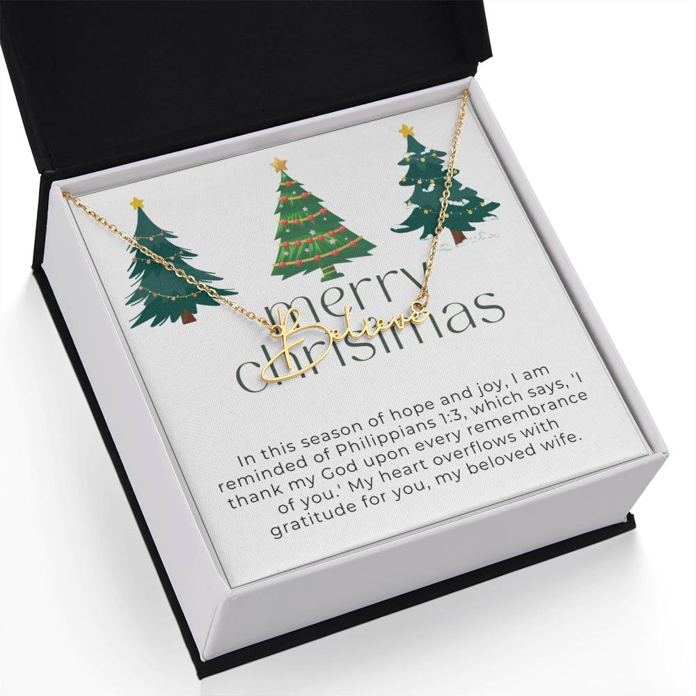 Personalised Name Necklace For Wife ~Philippians 1:3~ (Signature Font)