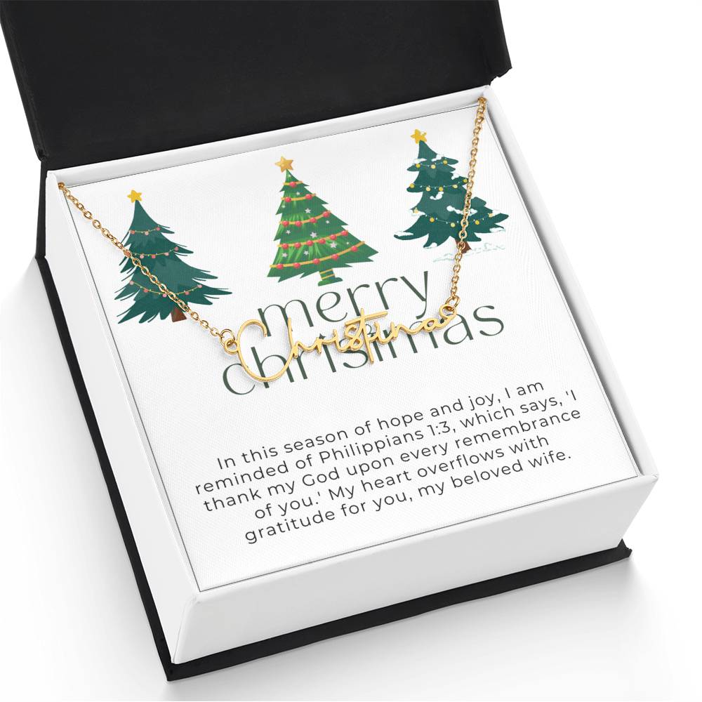 Personalised Name Necklace For Wife ~Philippians 1:3~ (Signature Font)