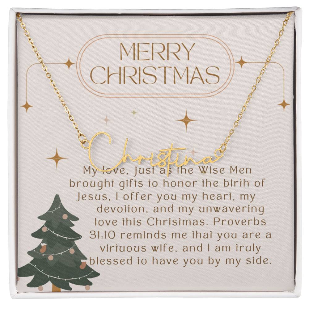 Personalised Name Necklace For Wife ~Proverbs 31:10~ (Signature Font)