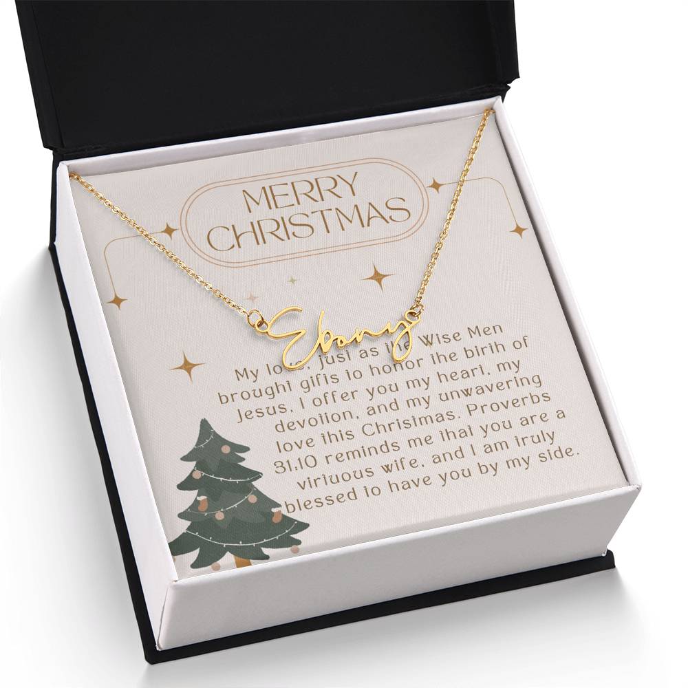 Personalised Name Necklace For Wife ~Proverbs 31:10~ (Signature Font)
