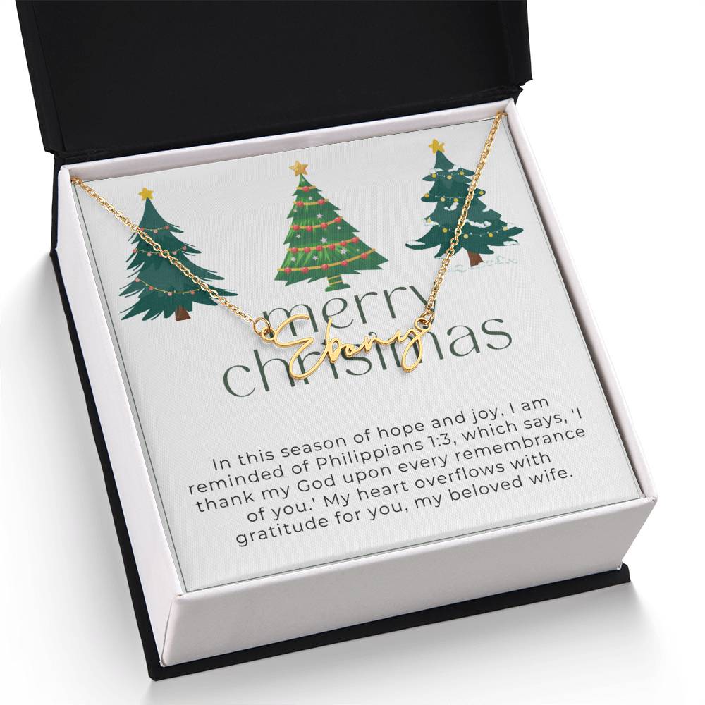 Personalised Name Necklace For Wife ~Philippians 1:3~ (Signature Font)
