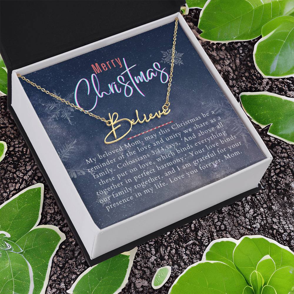 Personalised Name Necklace For Mom ~Colossians 3:14~ (Signature Font)