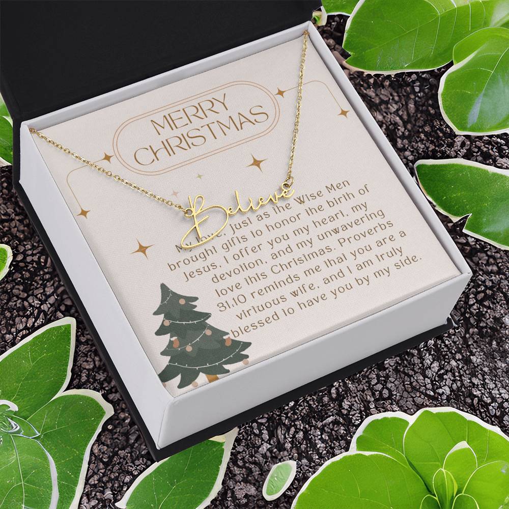 Personalised Name Necklace For Wife ~Proverbs 31:10~ (Signature Font)