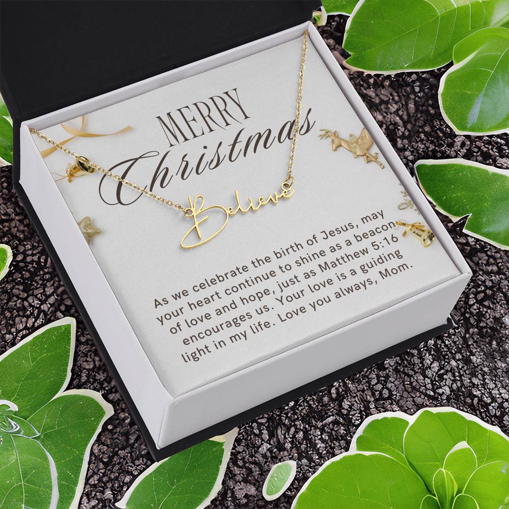 Personalised Name Necklace For Mom ~Matthew 5:16~ (Signature Font)