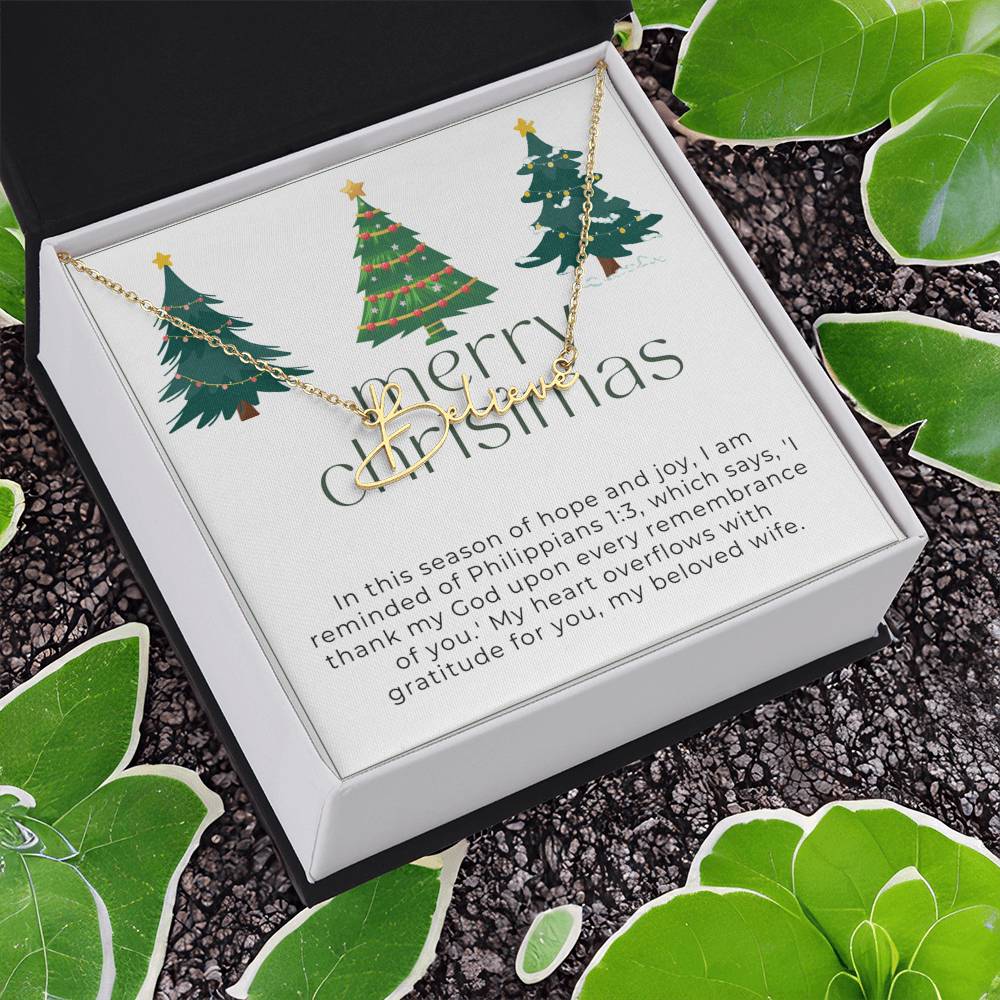 Personalised Name Necklace For Wife ~Philippians 1:3~ (Signature Font)