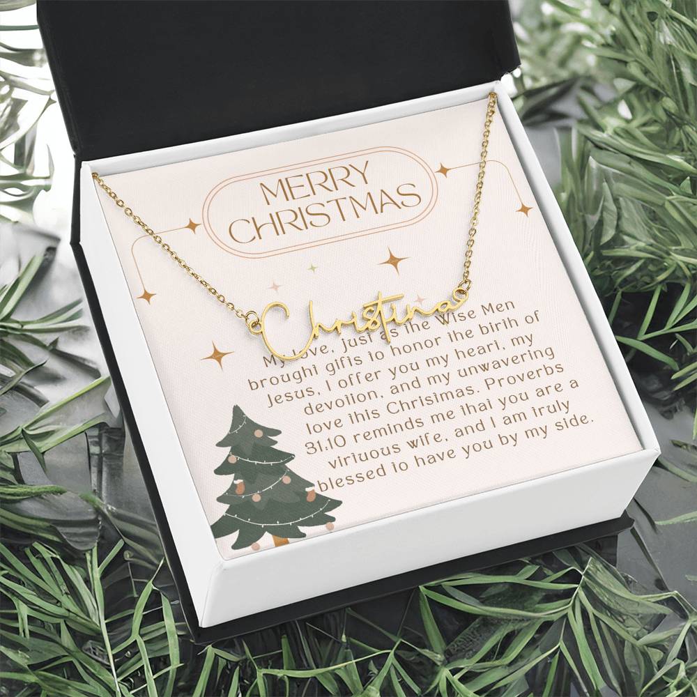 Personalised Name Necklace For Wife ~Proverbs 31:10~ (Signature Font)