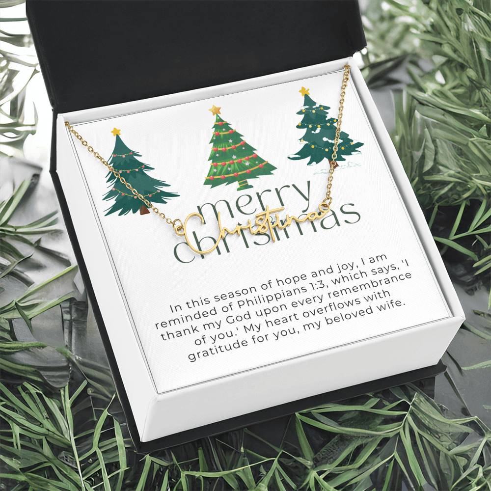 Personalised Name Necklace For Wife ~Philippians 1:3~ (Signature Font)
