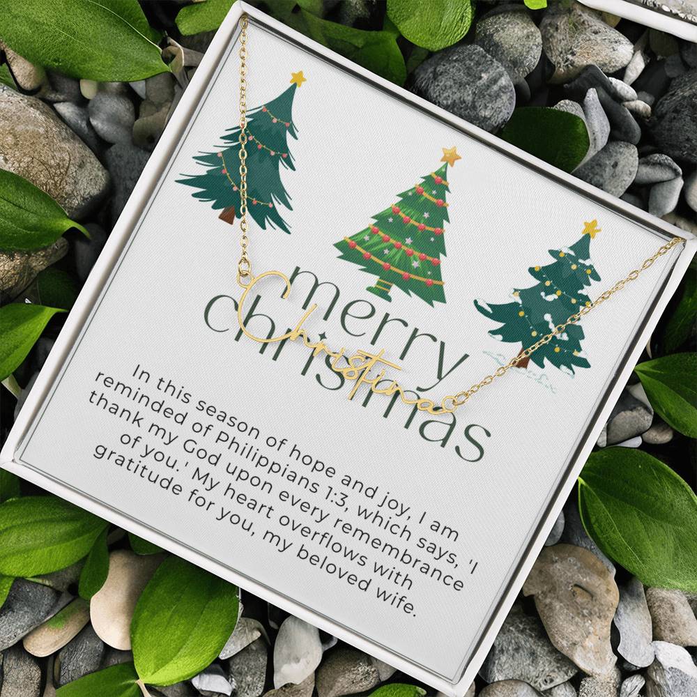 Personalised Name Necklace For Wife ~Philippians 1:3~ (Signature Font)