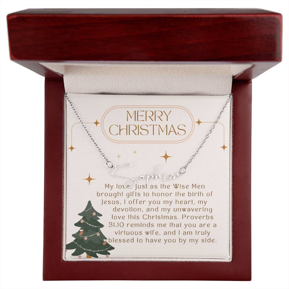 Personalised Name Necklace For Wife ~Proverbs 31:10~ (Signature Font)