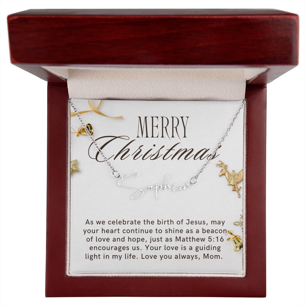 Personalised Name Necklace For Mom ~Matthew 5:16~ (Signature Font)