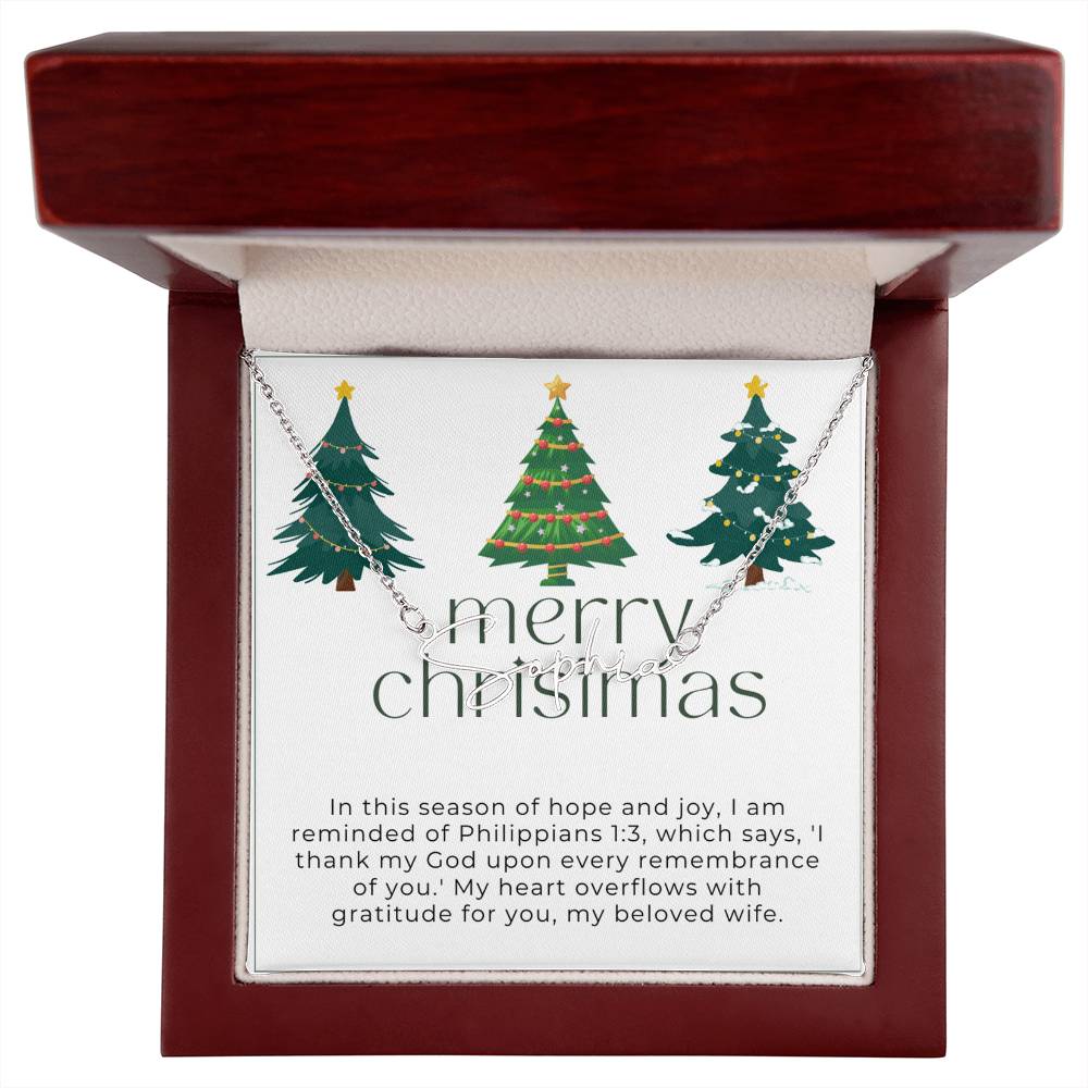 Personalised Name Necklace For Wife ~Philippians 1:3~ (Signature Font)