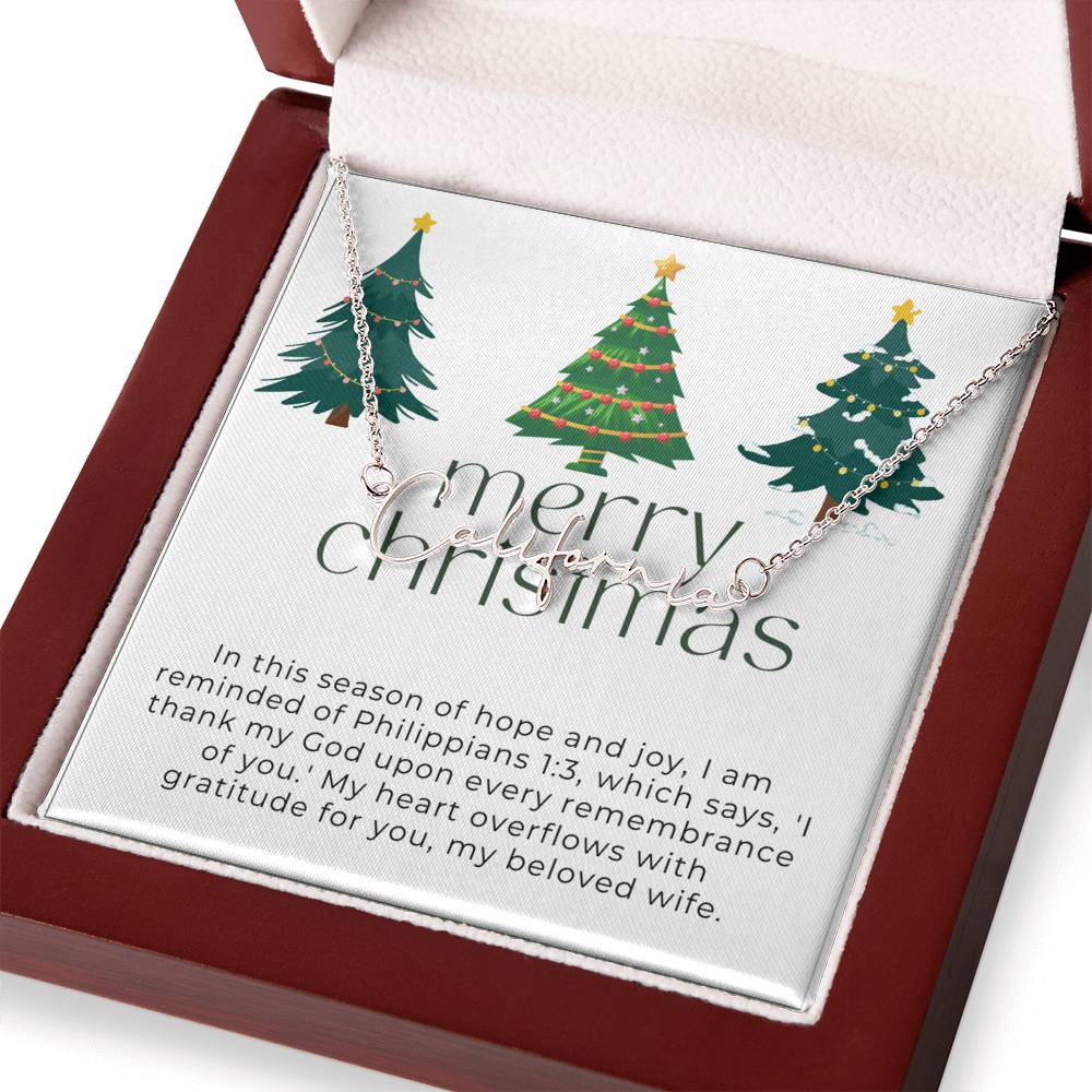 Personalised Name Necklace For Wife ~Philippians 1:3~ (Signature Font)