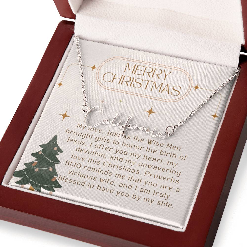 Personalised Name Necklace For Wife ~Proverbs 31:10~ (Signature Font)