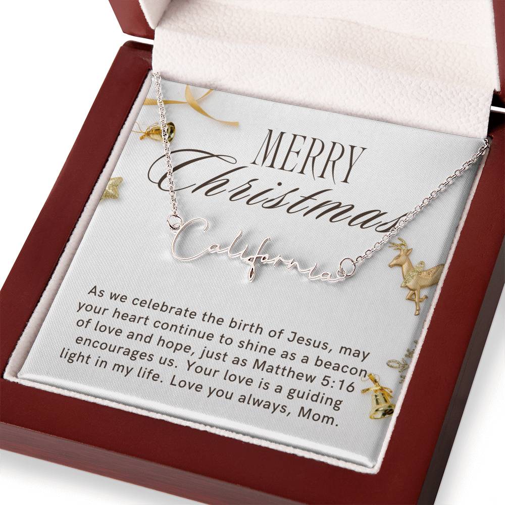 Personalised Name Necklace For Mom ~Matthew 5:16~ (Signature Font)