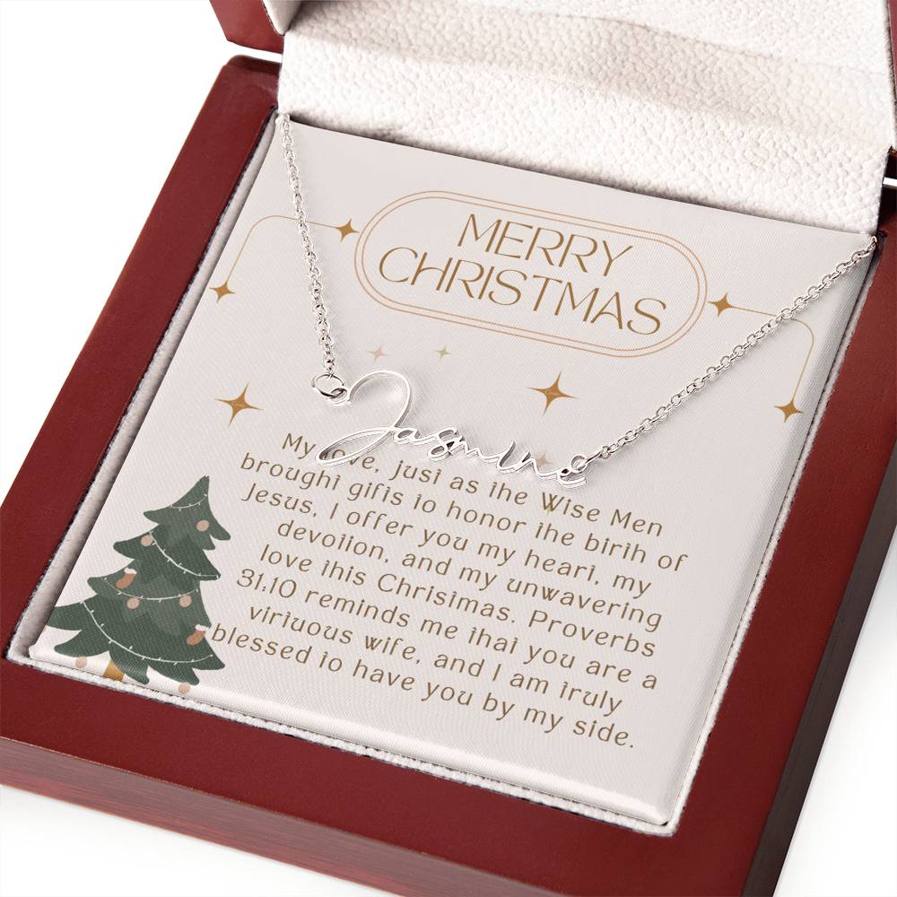 Personalised Name Necklace For Wife ~Proverbs 31:10~ (Signature Font)