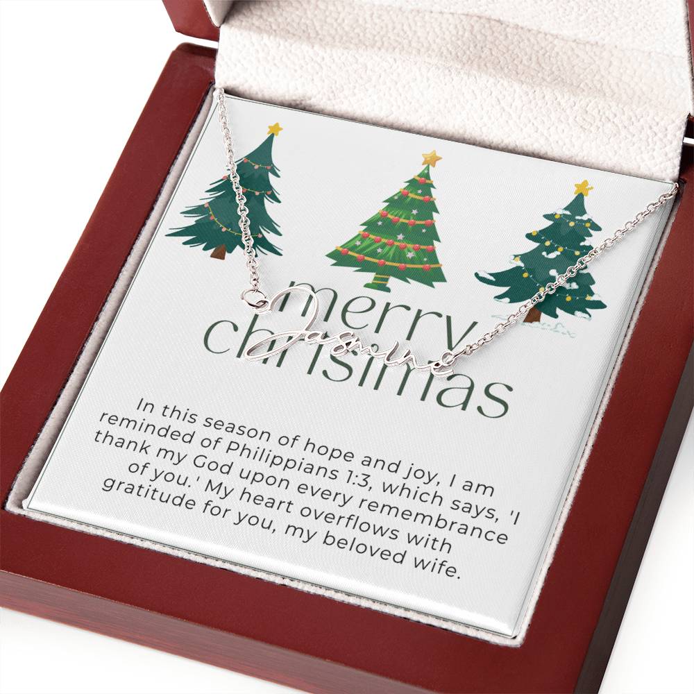 Personalised Name Necklace For Wife ~Philippians 1:3~ (Signature Font)
