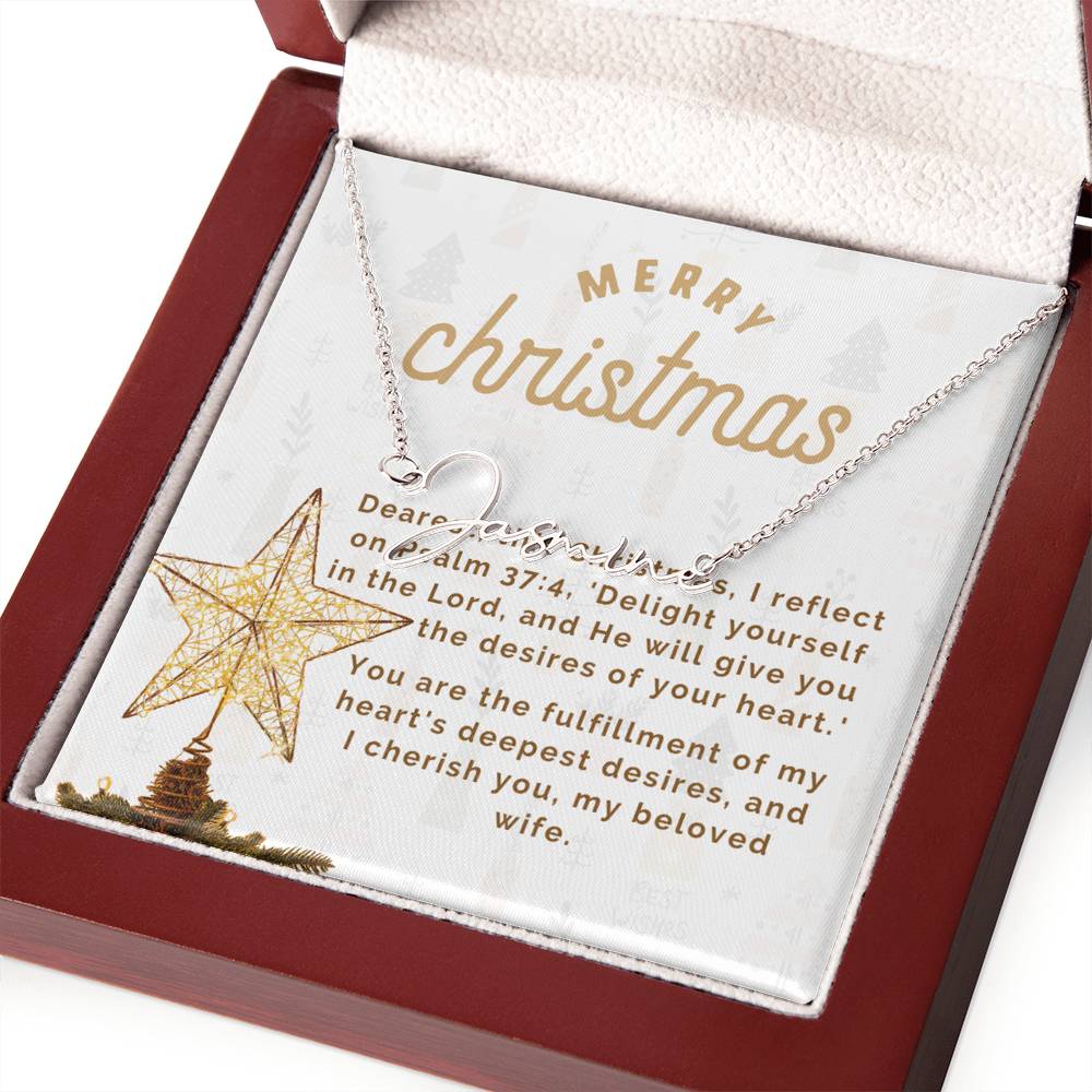 Personalised Name Necklace For Wife ~Matthew 2:10-11~ (Signature Font)