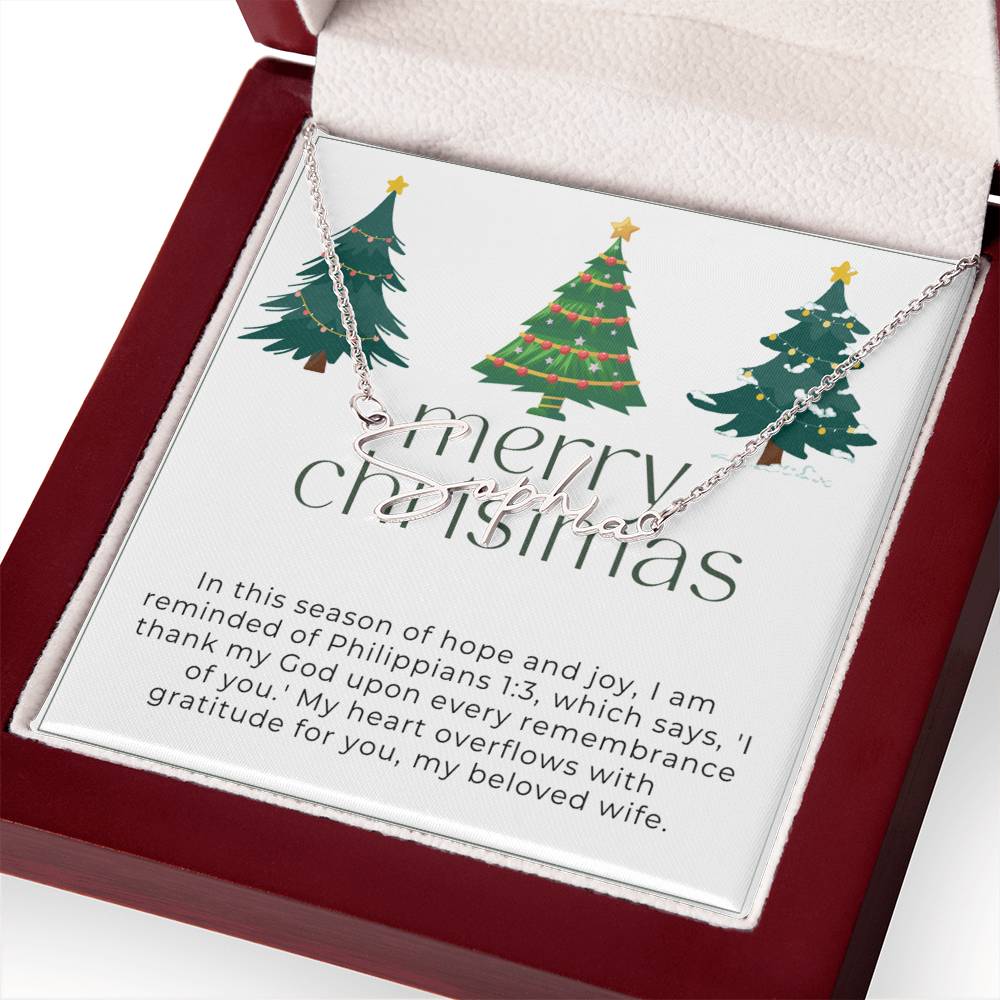 Personalised Name Necklace For Wife ~Philippians 1:3~ (Signature Font)